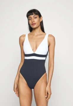 Seafolly Slice Of Splice Deep V Neck One Piece - Badpak - White