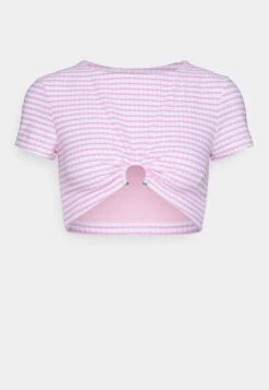 Seafolly Sorrento Stripe Short Sleeve Ring Crop Top - Pyjamashirt - Parfait Pink